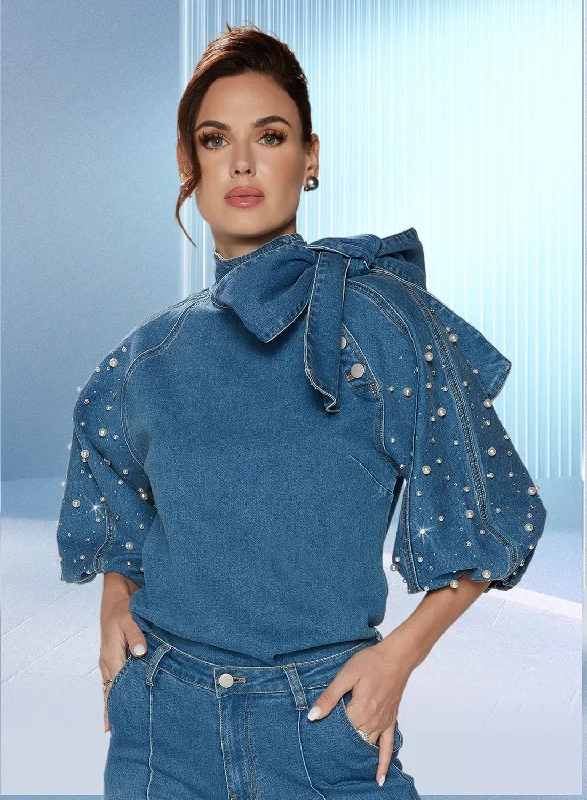 Women's senior - friendly lounge pants Embroidered women jeans with intricate patterns DV Jeans 8490 Women's senior - friendly lounge pants Embroidered women jeans with intricate patterns DV Jeans 8490