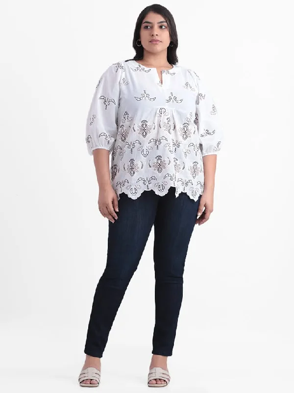 Women's spring - fresh floral pants Skinny women jeans with a form - fitting design Gia White Embroidered Cotton Relaxed Fit Blouse Women's spring - fresh floral pants Skinny women jeans with a form - fitting design Gia White Embroidered Cotton Relaxed Fit Blouse