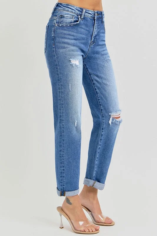 Women's pants for outdoor adventures Dark - wash women jeans for a sophisticated and slimming effect High Rise Crop GF Roll up Jeans Women's pants for outdoor adventures Dark - wash women jeans for a sophisticated and slimming effect High Rise Crop GF Roll up Jeans