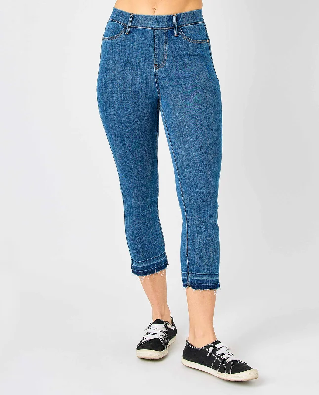 Women's ruffled hem dress pants Cargo women jeans with multiple pockets for added functionality Judy Blue Pull-On Cropped Skinny Jean Women's ruffled hem dress pants Cargo women jeans with multiple pockets for added functionality Judy Blue Pull-On Cropped Skinny Jean
