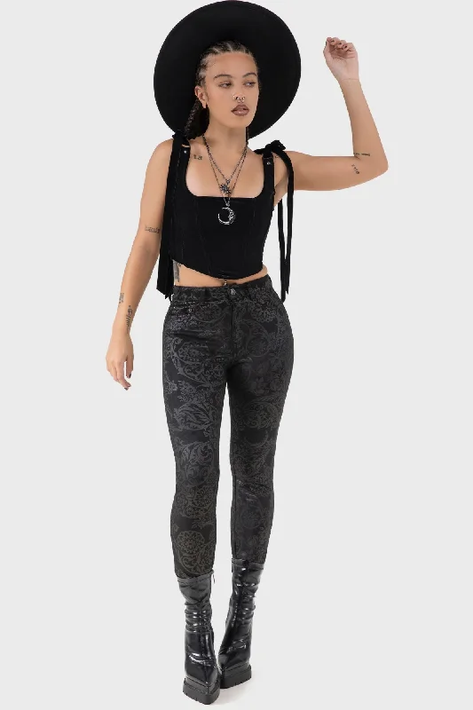 Women's pants with thermal lining Wide - leg women jeans for a modern and relaxed vibe Nora Trousers [BLACK LILY]