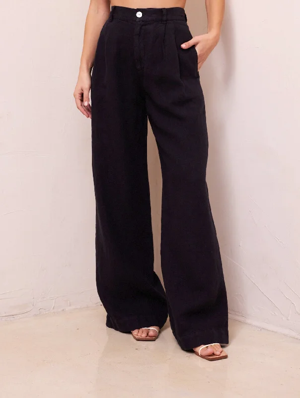 Women's pants with thermal lining Wide - leg women jeans for a modern and relaxed vibe Pleated Wide Leg Linen Trouser Women's pants with thermal lining Wide - leg women jeans for a modern and relaxed vibe Pleated Wide Leg Linen Trouser