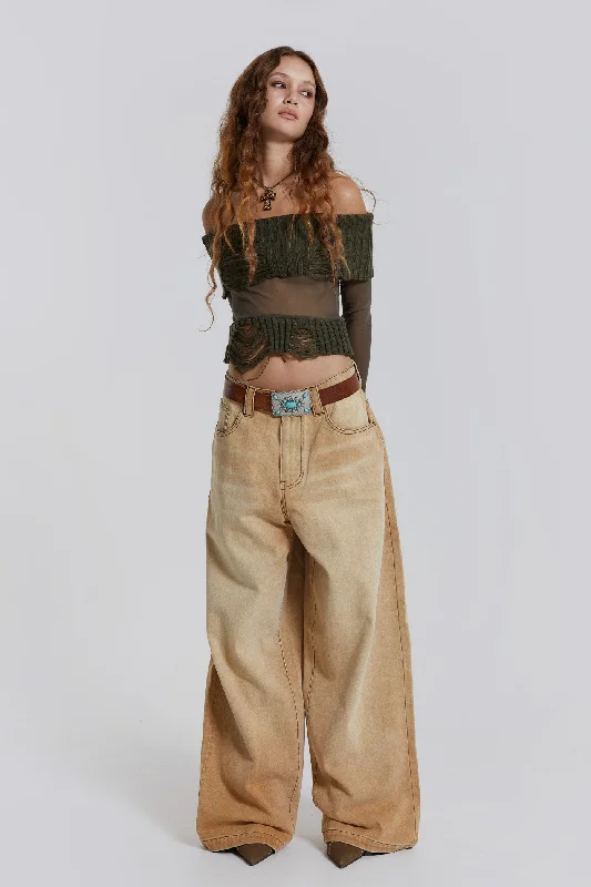 Women's linen summer pants High - rise flare women jeans for a 70s - inspired look Sand Colossus Baggy Jeans Women's linen summer pants High - rise flare women jeans for a 70s - inspired look Sand Colossus Baggy Jeans