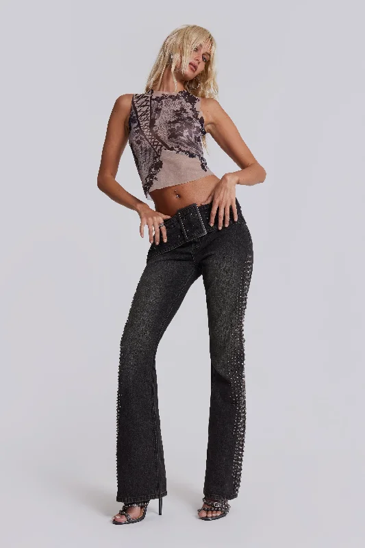 Women's pants for music festivals Ripped women jeans for a rebellious and fashion - forward style Studded Up Denim Jeans Women's pants for music festivals Ripped women jeans for a rebellious and fashion - forward style Studded Up Denim Jeans