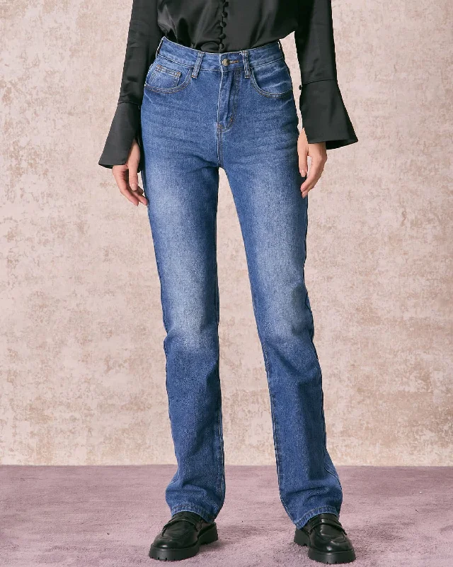 Women's two - piece pant set Ripped women jeans for a rebellious and fashion - forward style The Blue High Waisted Straight Leg Jeans Women's two - piece pant set Ripped women jeans for a rebellious and fashion - forward style The Blue High Waisted Straight Leg Jeans