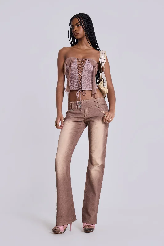 Women's silk evening pants Stretch women jeans for enhanced mobility and comfort Washed Dirty Mauve Thirteen Jeans Women's silk evening pants Stretch women jeans for enhanced mobility and comfort Washed Dirty Mauve Thirteen Jeans