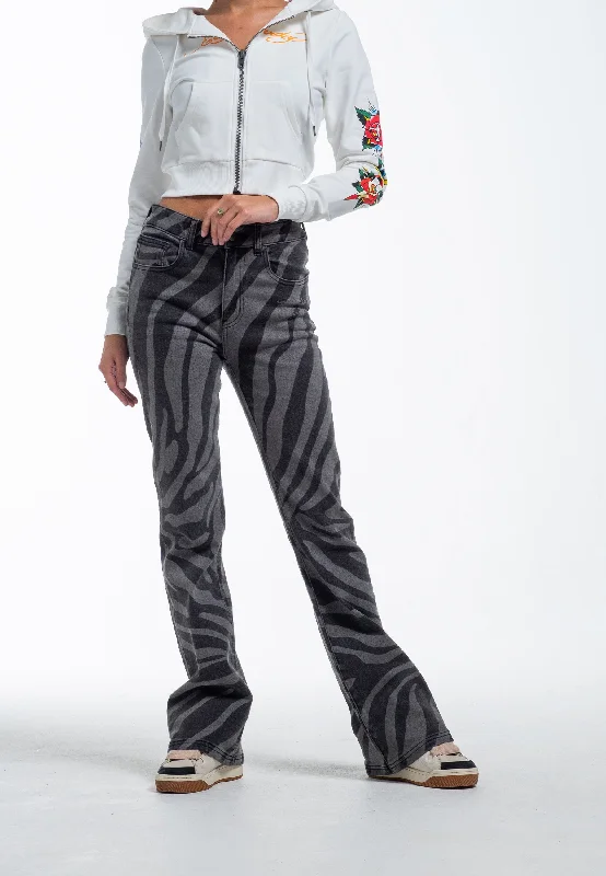 Women's pants for cycling Jeggings women jeans combining the comfort of leggings and style of jeans Womens Flaming Tiger Flared Denim Trousers Jeans - Black Women's pants for cycling Jeggings women jeans combining the comfort of leggings and style of jeans Womens Flaming Tiger Flared Denim Trousers Jeans - Black