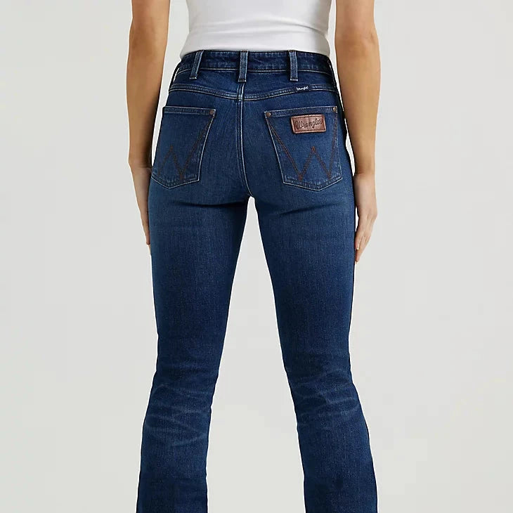 Women's junior - sized denim pants Distressed women jeans for a trendy and edgy look Wrangler Retro Women's Bailey High Rise Bootcut Jean in Isla