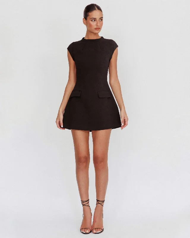 Mini dresses with abstract prints for an artistic lookADURA CAP SLEEVE MINI DRESS -BLACK