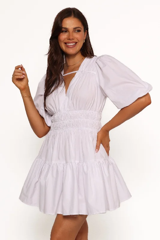 Floral print mini dresses for summer partiesAlessia Mini Dress - White