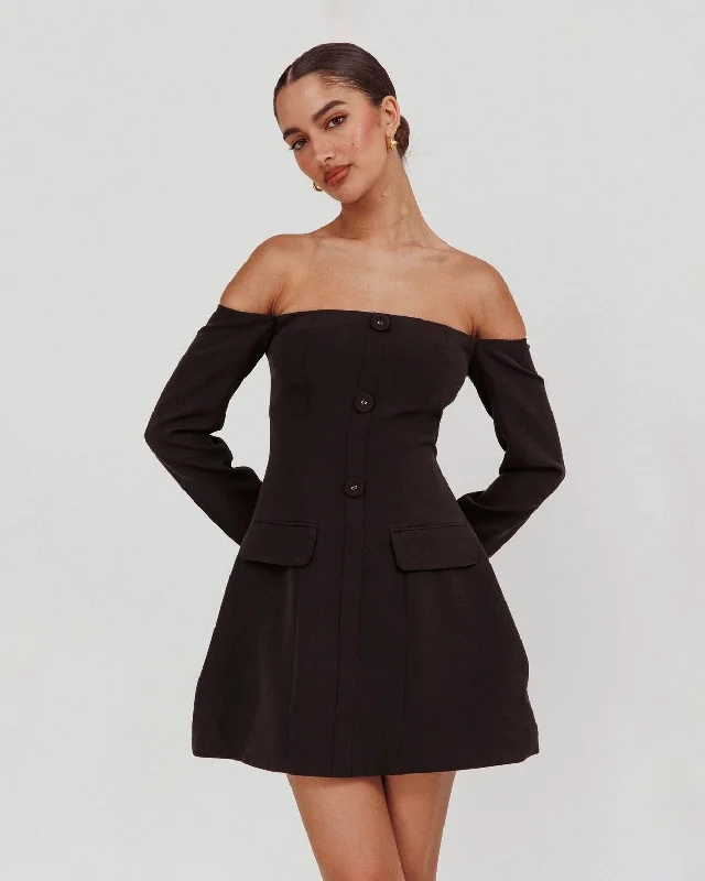 Linen mini dresses for a breathable summer optionALICIA MINI DRESS -BLACK