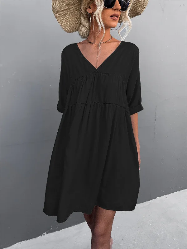 Satin mini dresses for a luxurious feelCheers To Summer Pocketed Tassel Dress - Black Satin mini dresses for a luxurious feelCheers To Summer Pocketed Tassel Dress - Black