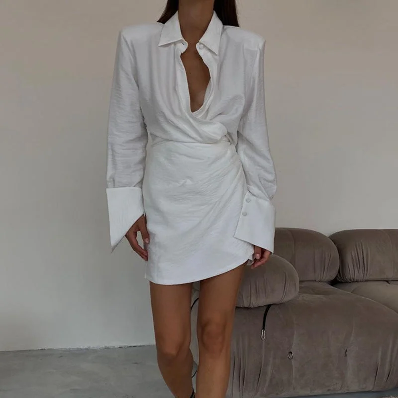 Strapless mini dresses for a beach vacationCheers To Us Crinkled Tie Shirt Dress