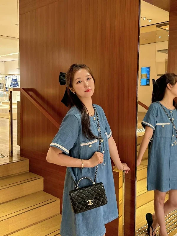 Mini dresses with one - shoulder designsDenim Mini Dress