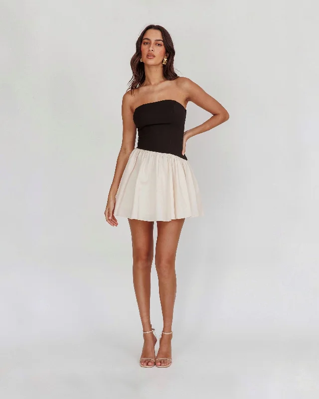 Plaid mini dresses for fall fashionIZZIE  MINI DRESS -BLACK/CREAM