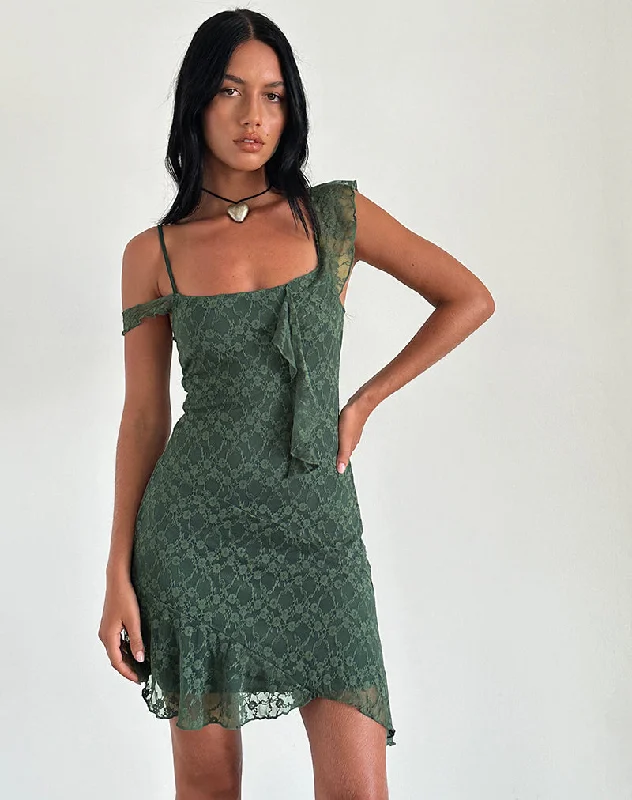 Mini dresses with criss - cross backs for a flirty lookJati Mini Dress in Sage Canina Rose Lace Mini dresses with criss - cross backs for a flirty lookJati Mini Dress in Sage Canina Rose Lace