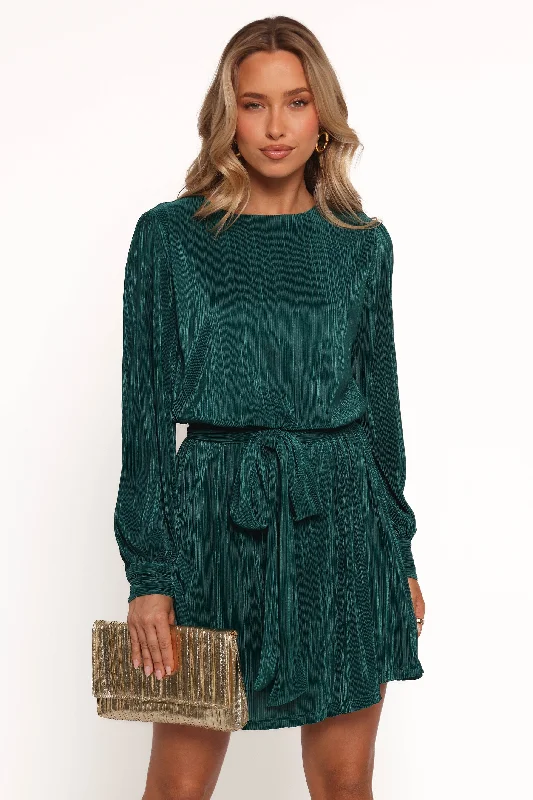 Mini dresses with tassel accents for a fun touchJoy Plisse Mini Dress - Dark Jade