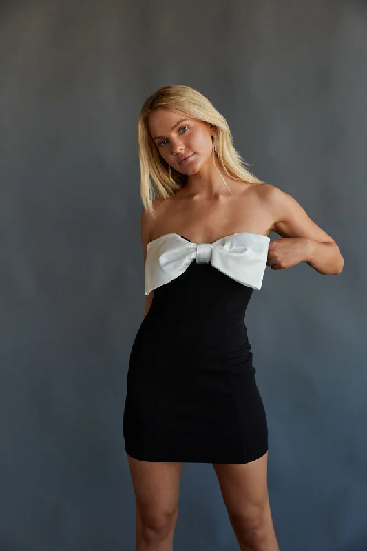 Mini dresses with V - necklines for a flattering shapeKylie Bow Mini Dress