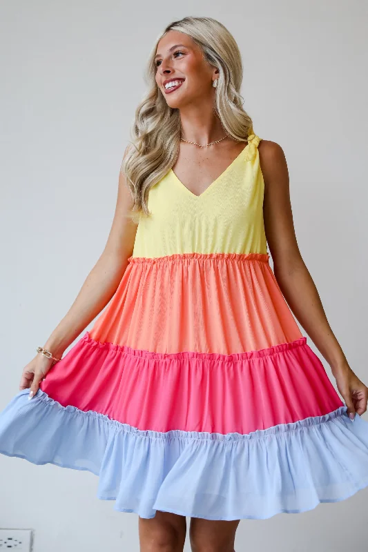 Velvet mini dresses for autumn weddingsFINAL SALE - Make My Heart Flutter Tiered Color Block Mini Dress Velvet mini dresses for autumn weddingsFINAL SALE - Make My Heart Flutter Tiered Color Block Mini Dress