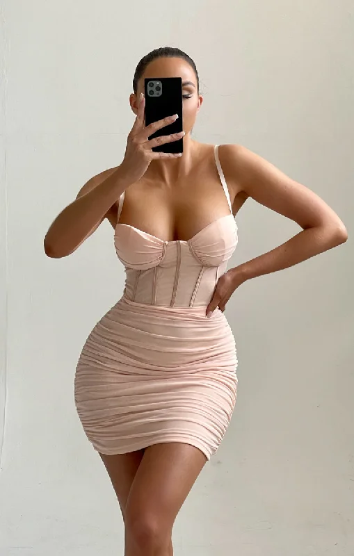Sheer mini dresses with lace insertsNude Mesh Ruched Corset Strappy Bodycon Mini Dress - Penny Sheer mini dresses with lace insertsNude Mesh Ruched Corset Strappy Bodycon Mini Dress - Penny