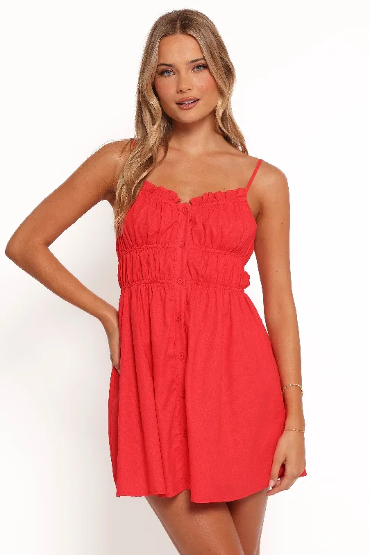 Cotton mini dresses for a comfortable everyday optionOlivia Mini Dress - Red