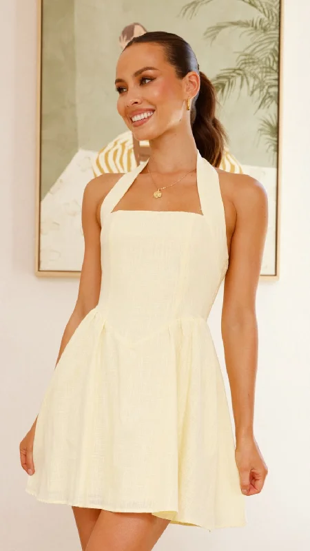 Velvet mini dresses for autumn weddingsPeyton Mini Dress - Yellow