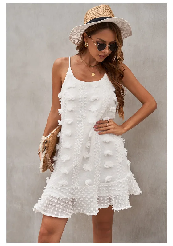 Cotton mini dresses for a comfortable everyday optionPrairie Winds Textured Tie Dress - Natural
