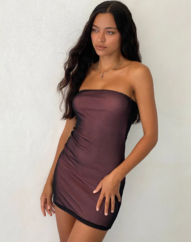 Animal print mini dresses for a bold statementRowena Bandeau Mesh Mini Dress in Black with Pink Lining Animal print mini dresses for a bold statementRowena Bandeau Mesh Mini Dress in Black with Pink Lining