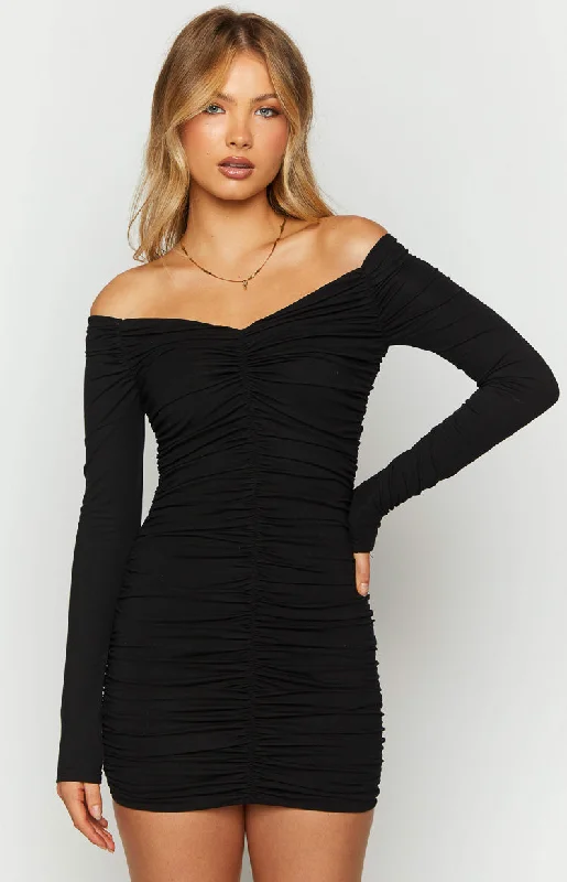 Mini dresses with geometric prints for a modern aestheticSolene Black Long Sleeve Mini Dress Mini dresses with geometric prints for a modern aestheticSolene Black Long Sleeve Mini Dress