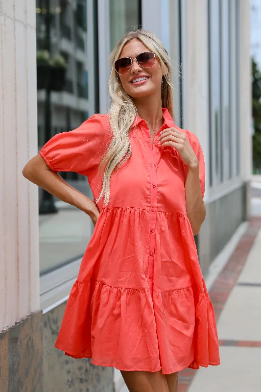 Mini dresses with polka dot patternsFINAL SALE - Sunshine Chic Coral Tiered Mini Dress Mini dresses with polka dot patternsFINAL SALE - Sunshine Chic Coral Tiered Mini Dress