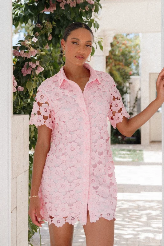 Mini dresses with patchwork designs for a unique styleTallie Button Up Mini Dress - Pink Mini dresses with patchwork designs for a unique styleTallie Button Up Mini Dress - Pink