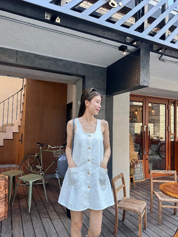 Mini dresses with geometric prints for a modern aestheticTweed Button Mini Dress