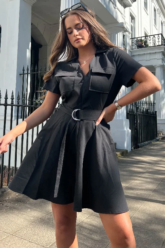 Printed mini dresses for a casual day outWilla Black Military Style Dress