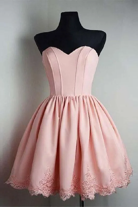 Empire - waist party dresses to accentuate the waistlineA-line Sweetheart Sleeveless Satin Homecoming Dresses With Lace Applique PD081 Empire - waist party dresses to accentuate the waistlineA-line Sweetheart Sleeveless Satin Homecoming Dresses With Lace Applique PD081