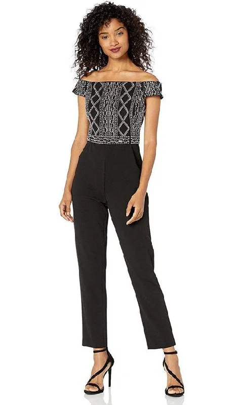 Bodycon dress with a peplum hem​Adrianna Papell AP1E206601 Off Shoulder Jumpsuit