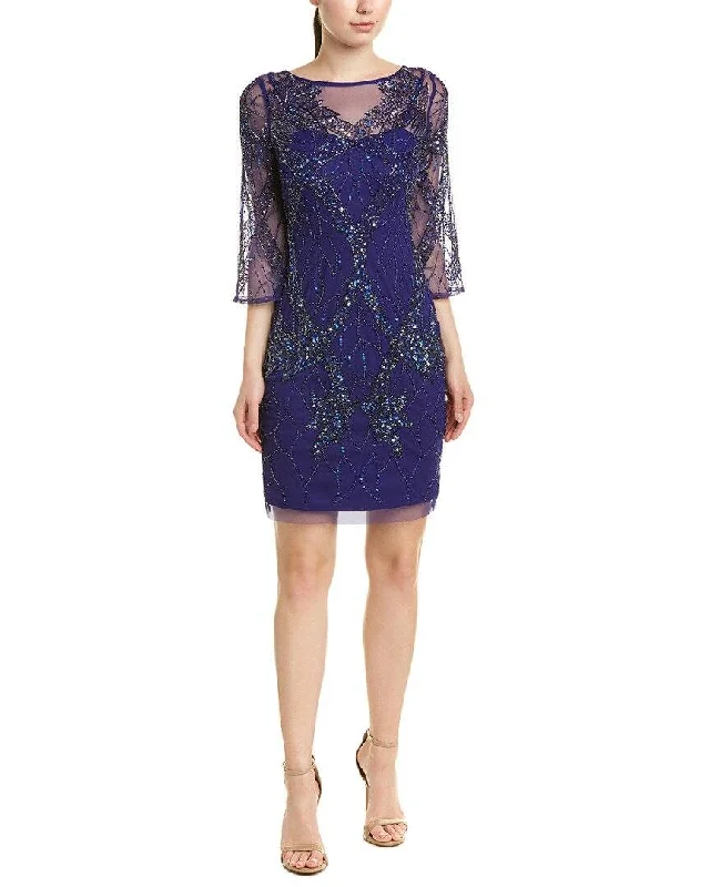Bodycon dress with a metallic finish​Aidan by Aidan Mattox Long Sleeve Short Cocktail Dress