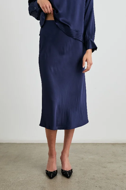 Wedding guest dresses with cold - shoulder designs and solid colorsANYA SKIRT - NAVY Wedding guest dresses with cold - shoulder designs and solid colorsANYA SKIRT - NAVY