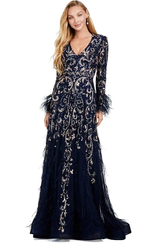 Ribbed - texture wedding guest dresses in neutral colorsAshley Lauren 11435 - Beaded Long Sleeve Evening Dress Ribbed - texture wedding guest dresses in neutral colorsAshley Lauren 11435 - Beaded Long Sleeve Evening Dress