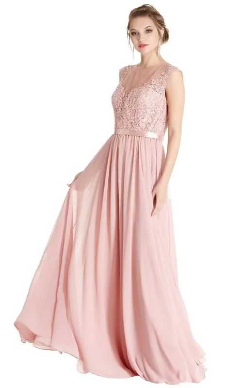 Mini wedding guest dresses with glittery accents for a trendy lookAspeed Design - Lace Illusion Jewel Mother of Bride A-line Dress