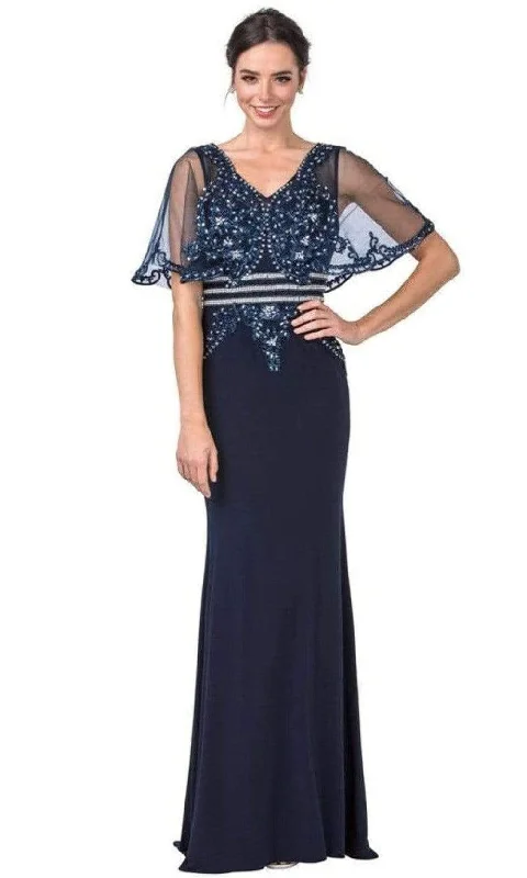 Long - sleeved wedding guest dresses in velvet for a winter weddingAspeed Design - M2436 Mesh Sleeve Embellished Column Gown Long - sleeved wedding guest dresses in velvet for a winter weddingAspeed Design - M2436 Mesh Sleeve Embellished Column Gown