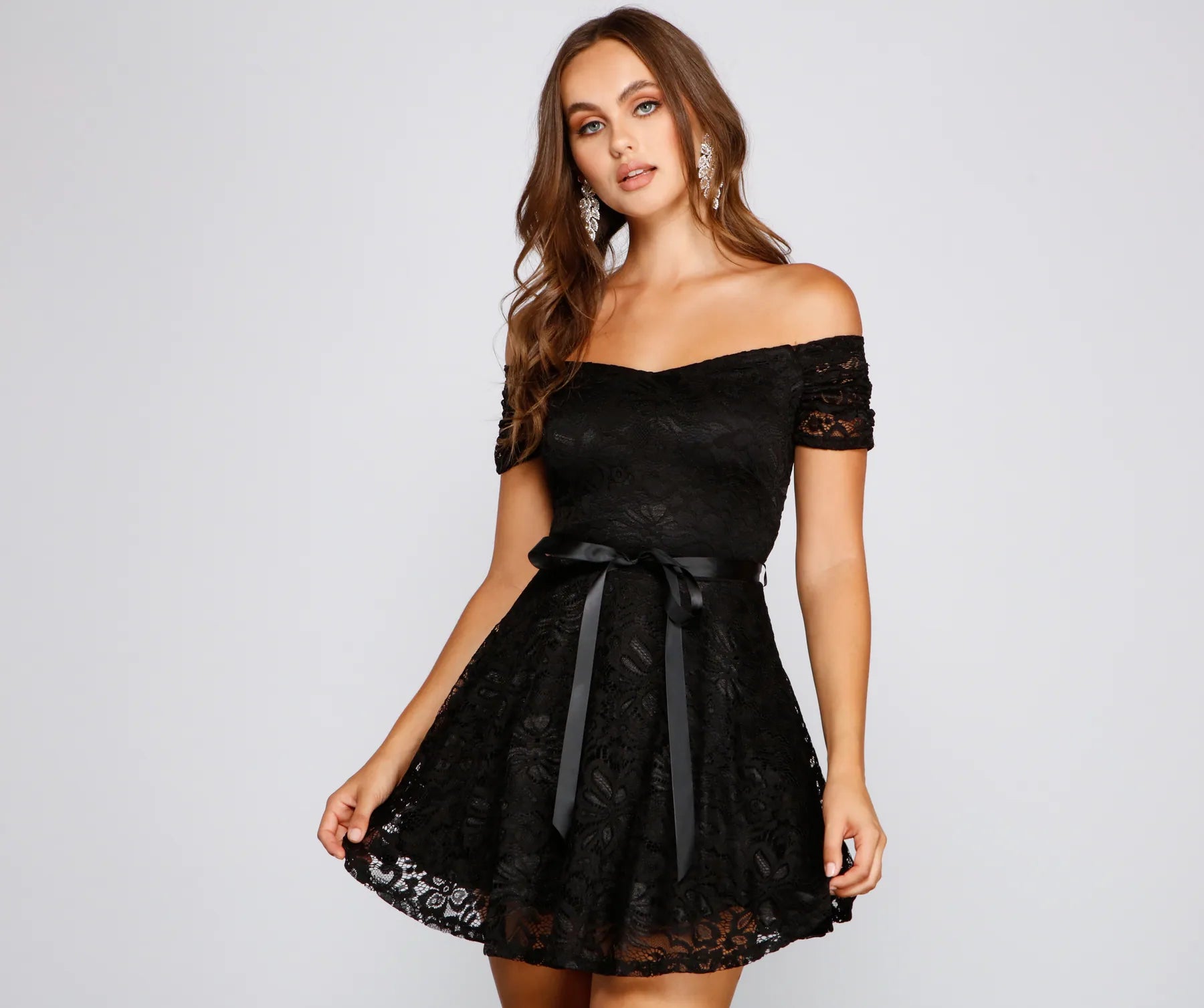 Cocktail dresses with a tassel - adorned belt and a sheath styleBlair Formal Off The Shoulder Lace Dress Cocktail dresses with a tassel - adorned belt and a sheath styleBlair Formal Off The Shoulder Lace Dress
