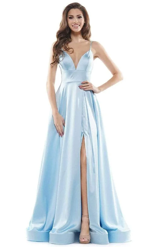Geometric - printed wedding guest dresses for a modern weddingColors Dress - G968 Strappy Satin A-Line Gown Geometric - printed wedding guest dresses for a modern weddingColors Dress - G968 Strappy Satin A-Line Gown