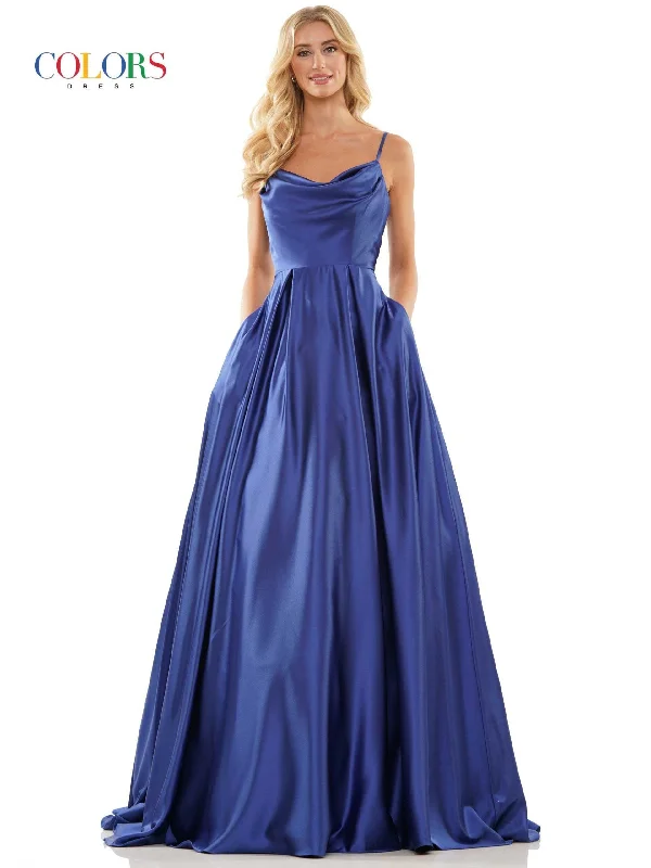 Long - sleeved bodycon dress for a formal winter eventColors G1088 Colors Long Spaghetti Strap Evening Dress Long - sleeved bodycon dress for a formal winter eventColors G1088 Colors Long Spaghetti Strap Evening Dress
