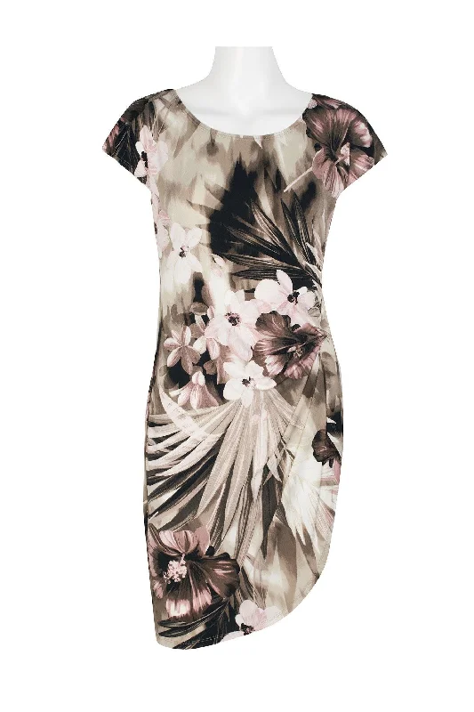 Animal - print cocktail dresses with a V - neck for a fierce lookConnected Apparel Short Cap Sleeve Floral Dress Animal - print cocktail dresses with a V - neck for a fierce lookConnected Apparel Short Cap Sleeve Floral Dress
