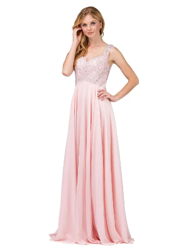 Wedding guest dresses with pom - pom trims for a playful lookDancing Queen - Embellished Lace Bodice V-Back Long Formal Dress 9899 Wedding guest dresses with pom - pom trims for a playful lookDancing Queen - Embellished Lace Bodice V-Back Long Formal Dress 9899