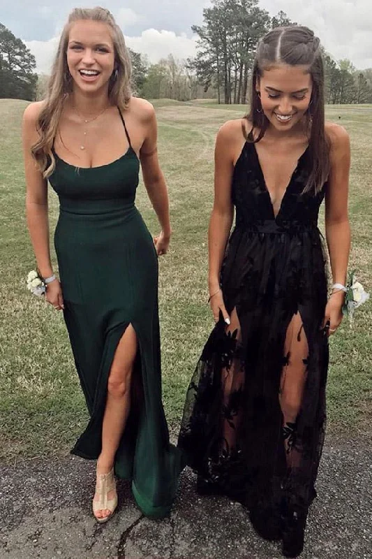 Satin party dresses with a smooth and lustrous finishDark Green Mermaid Split Long Prom Dress Evening Dress PSK228 Satin party dresses with a smooth and lustrous finishDark Green Mermaid Split Long Prom Dress Evening Dress PSK228