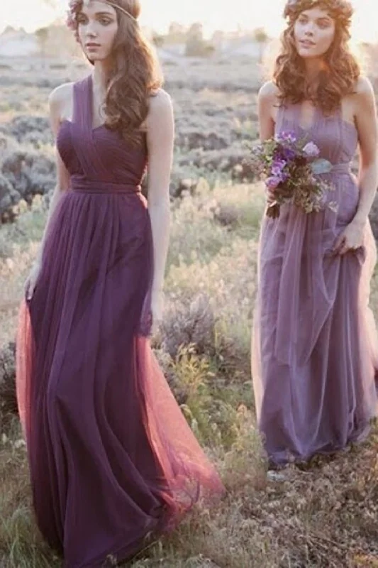 Tea - length wedding guest dresses with polka dot patternsDusty Rose A-Line Covertible Pleated Tulle Long Bridesmaid Dress Tea - length wedding guest dresses with polka dot patternsDusty Rose A-Line Covertible Pleated Tulle Long Bridesmaid Dress