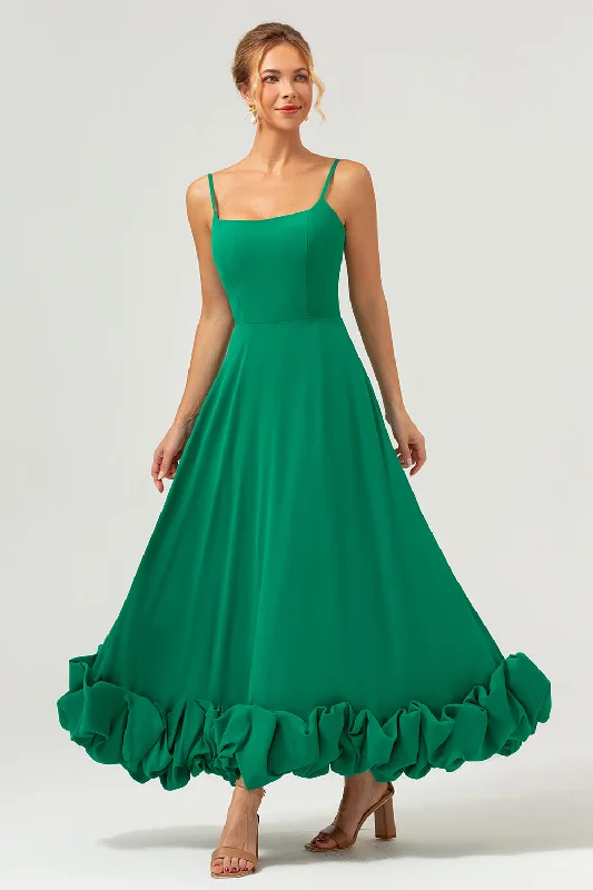 Wedding guest dresses with abstract prints and long trainsElegant Green A Line Spaghetti Straps Chiffon Long Bridesmaid Dress Wedding guest dresses with abstract prints and long trainsElegant Green A Line Spaghetti Straps Chiffon Long Bridesmaid Dress