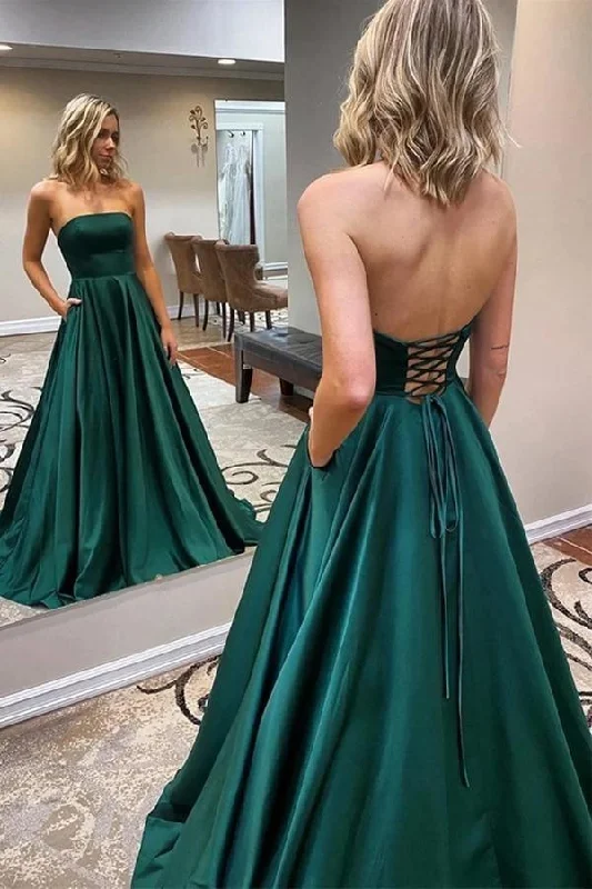 Retro - style party dresses inspired by the 1920s - 1980sEmerald Green Long Prom Dress A-line Simple Satin Evening Dress PSK215 Retro - style party dresses inspired by the 1920s - 1980sEmerald Green Long Prom Dress A-line Simple Satin Evening Dress PSK215