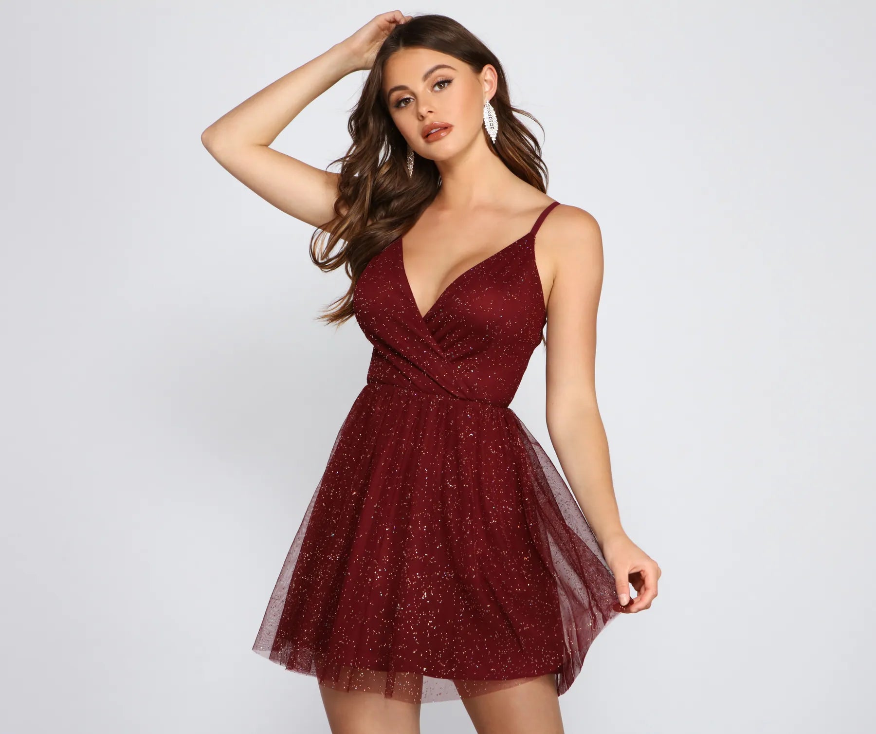 Little black cocktail dresses with lace detailingHannah Glitter Mesh Party Dress